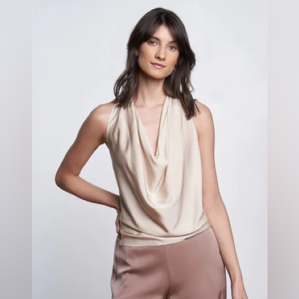 Nouvelle Silk95Five Puna cowl neck halter open back top